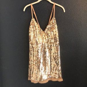 Rose Gold and Silver Sequin Mini Dress